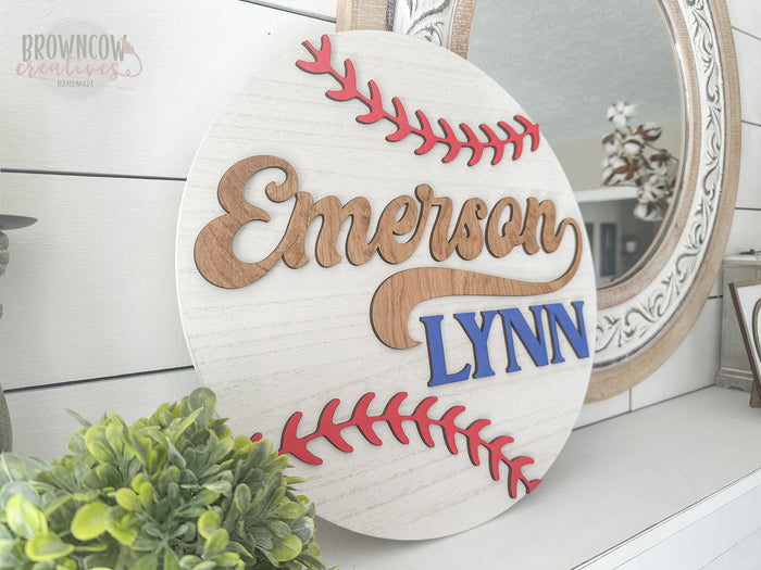Custom Baseball Name 18" Wood Sign