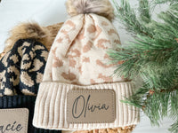 Personalized Women's Leopard Print Beanie, Winter Hat