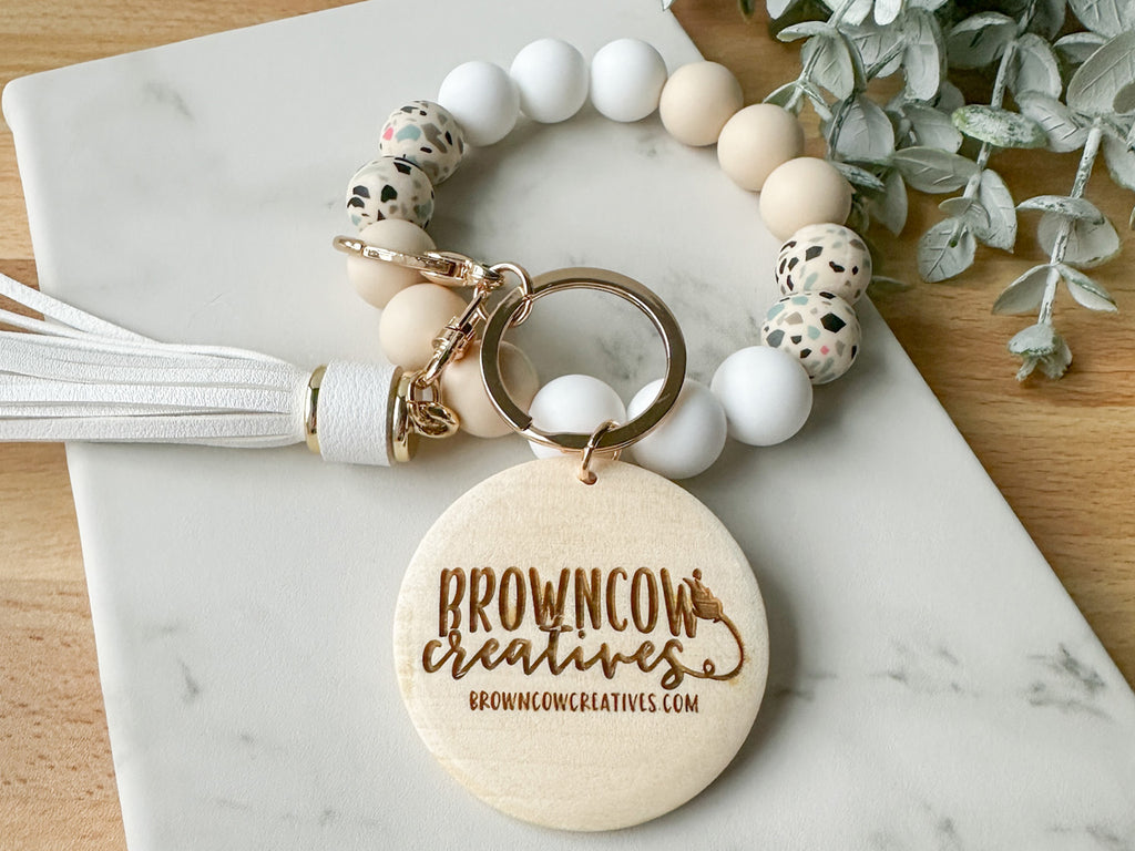 Branded Beaded Wristlet Keychain