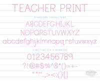 Teacher Print Font, School Doodles Font, Teacher Handwriting Font, Commercial Use Font, Teacher Writing Font, School Doodles