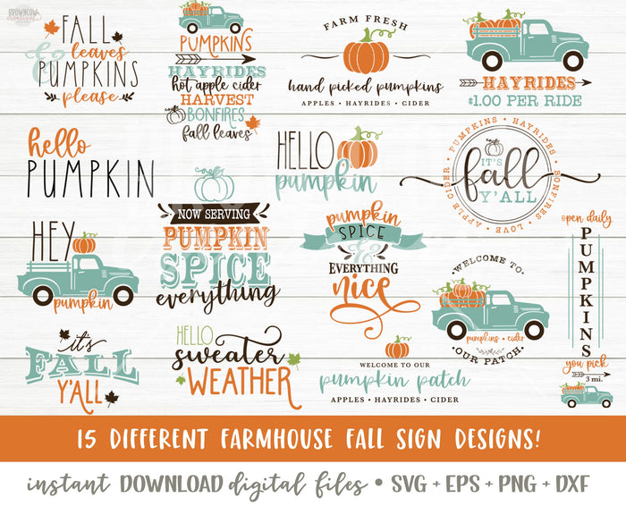 Farmhouse Fall Sign SVG Bundle, Fall SVG Bundle, Farmhouse Fall Sign Cut Files