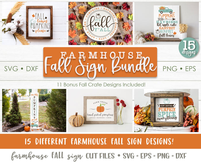 Farmhouse Fall Sign SVG Bundle, Fall SVG Bundle, Farmhouse Fall Sign Cut Files