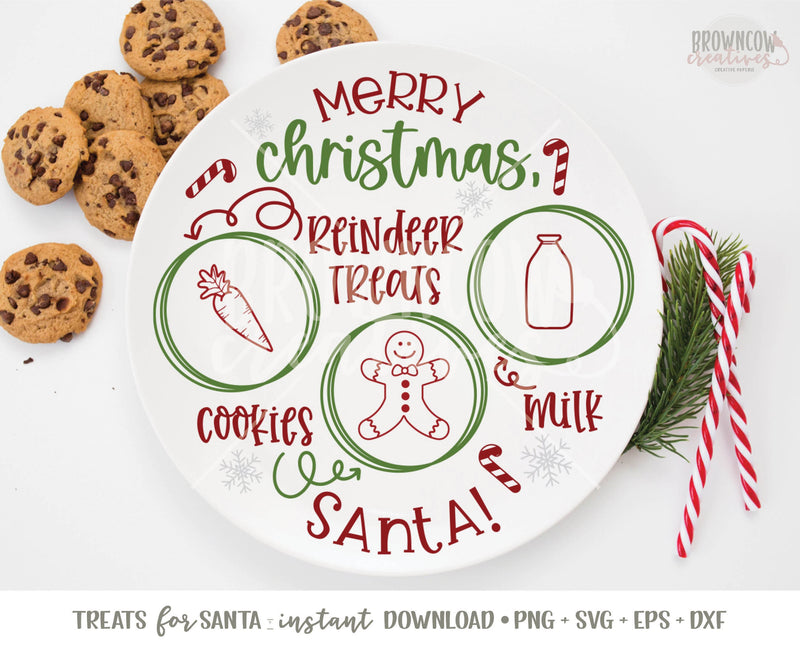 Treats for Santa Tray SVG, Cookies for Santa SVG, Santa's Cookies Plate SVG