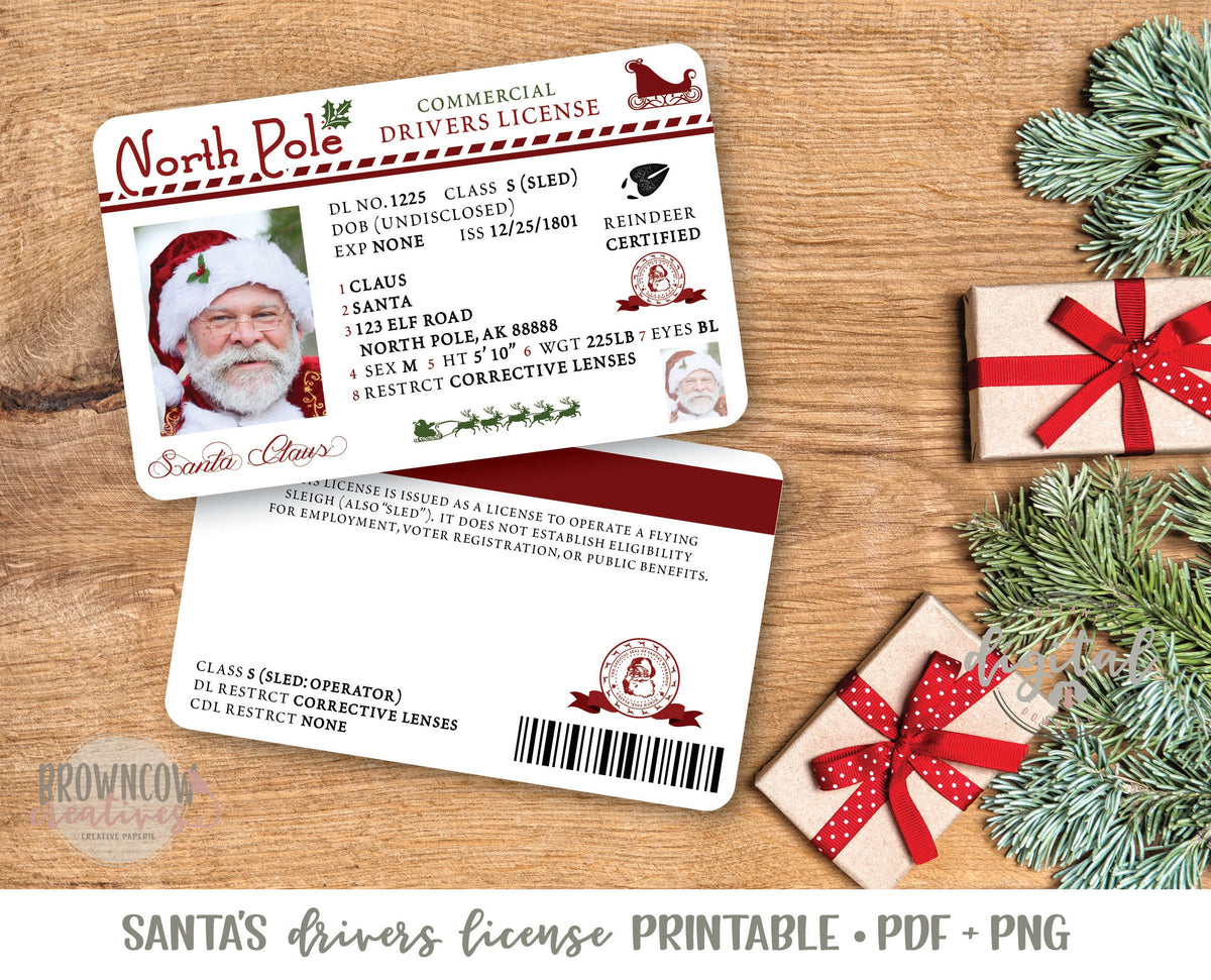 Santa Claus Drivers License PRINTABLE, Santa License Printable File