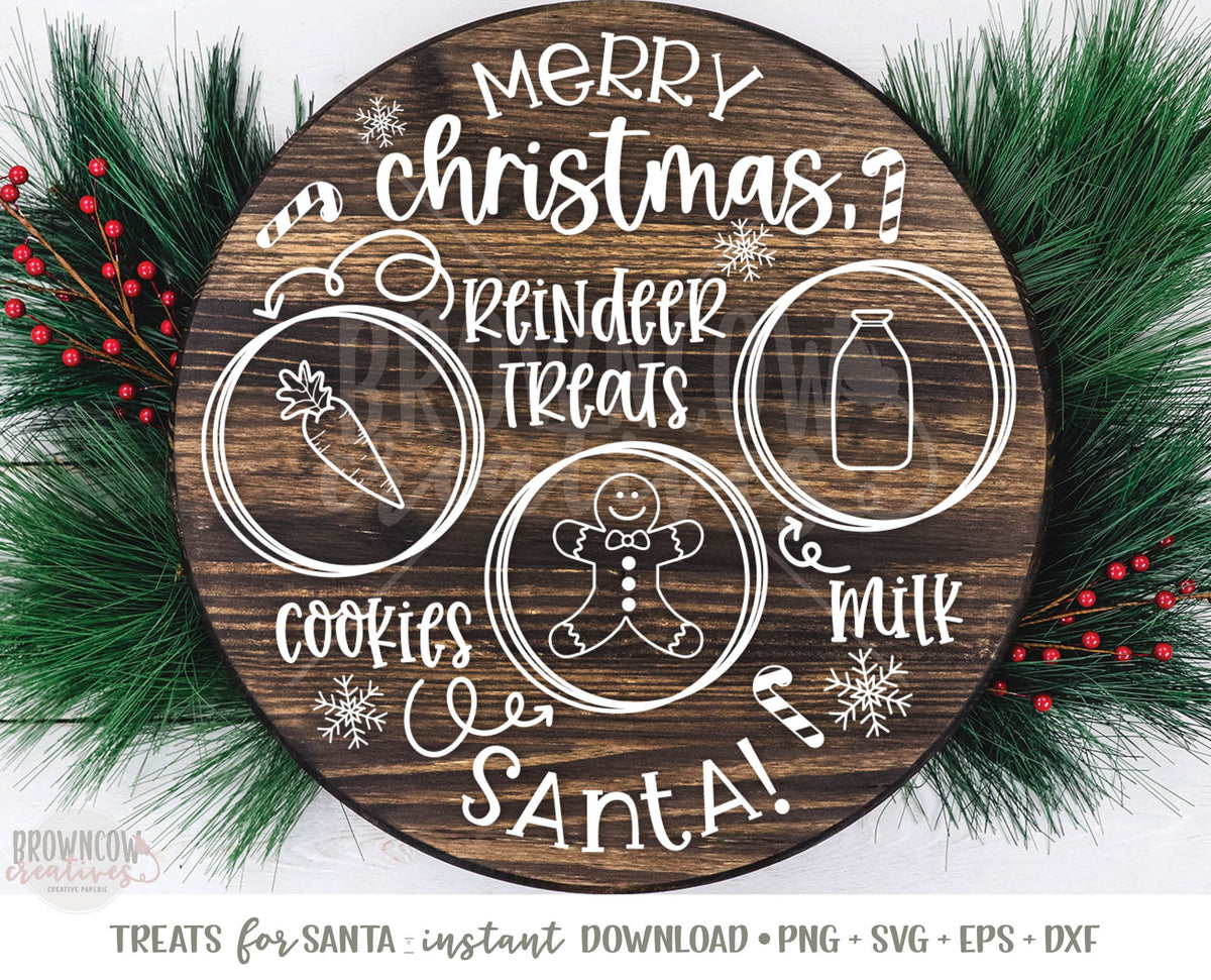 Treats for Santa Tray SVG, Cookies for Santa SVG, Santa's Cookies Plate SVG