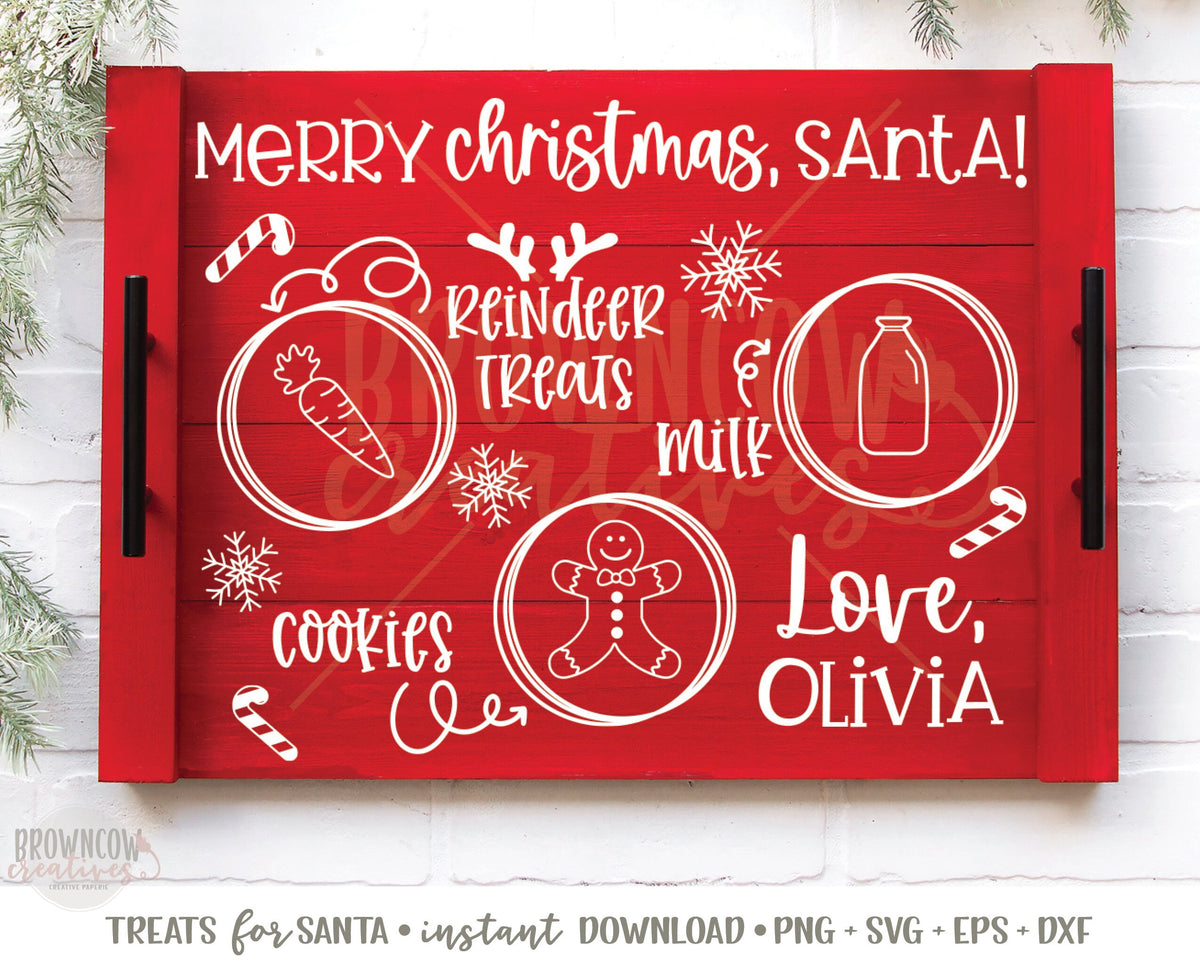 Treats for Santa Tray SVG, Cookies for Santa Tray SVG, Christmas SVG, Santa Treats Cut File, Cookies for Santa Cut File