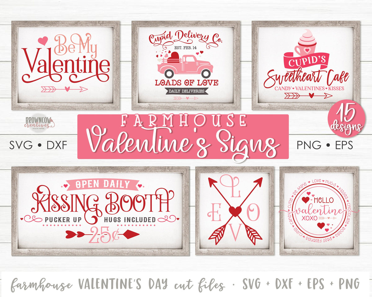 Farmhouse Valentine's Day SVG Bundle, Farmhouse Valentine Sign Cut Files Bundle