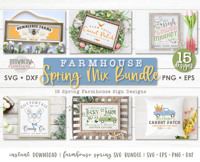 Farmhouse Spring SVG Bundle, Farmhouse Easter SVGs, Farmhouse St. Patrick's Day SVGs, Farmhouse Digital File Bundle