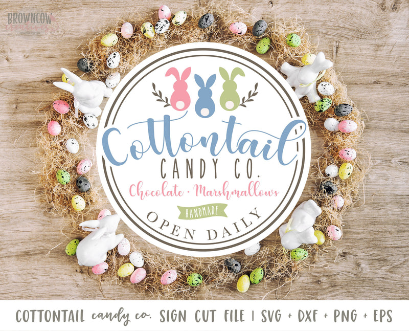 Cottontail Candy Co Farmhouse Easter Sign SVG File, Digital File, Instant Download