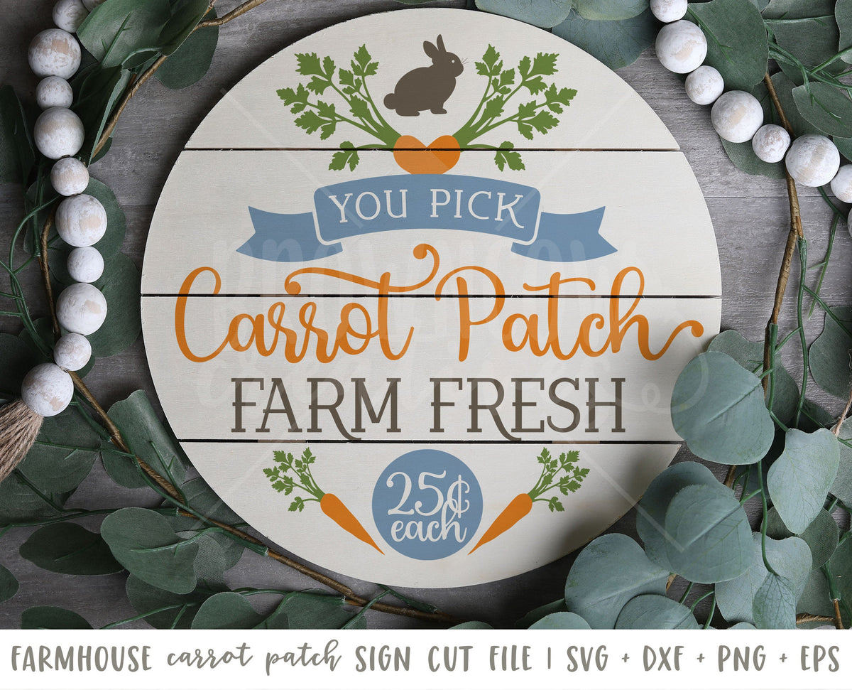 Easter Carrot Patch Farmhouse Round Sign SVG File, Digital File, Instant Download