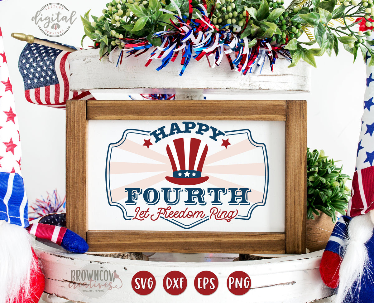 Farmhouse Happy Fourth of July Sign or Shirt SVG/Cut File DIGITAL FILE