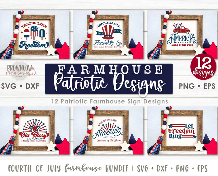 Farmhouse Patriotic/Fourth of July Sign & Shirt SVG Bundle