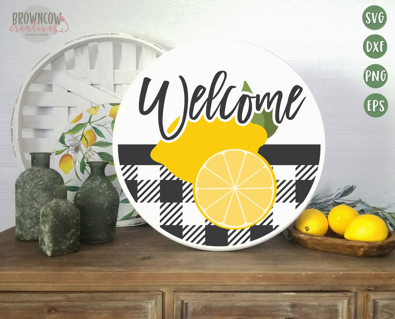 Lemon Welcome Summer Welcome Sign Door Hanger SVG/Cut File DIGITAL FILE