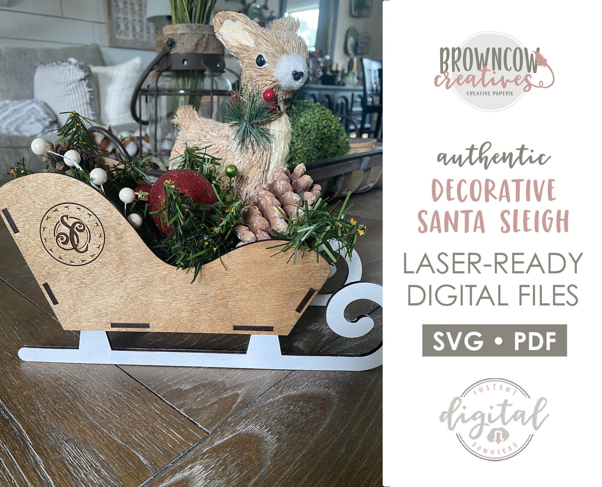 Decorative Santa Sleigh Lasercut File, Instant DIGITAL DOWNLOAD