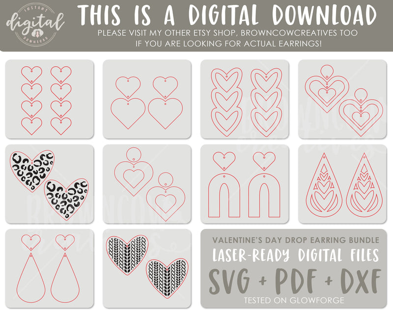 Valentine's Day Drop Earring Lasercut Bundle