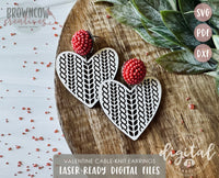 DIGITAL DOWNLOAD Cable-Knit Pattern Engraved Heart Earring Lasercut File