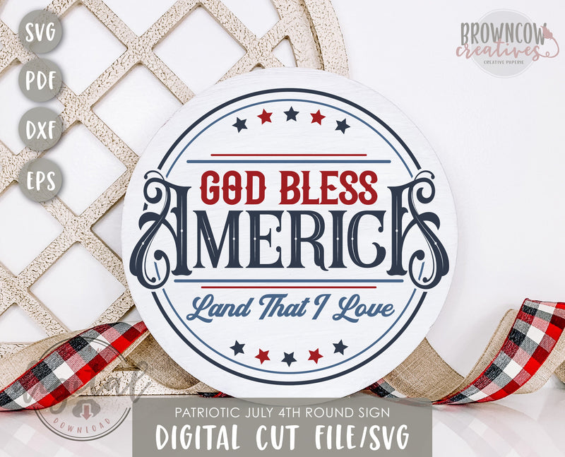 God Bless America Patriotic Door Hanger SVG/Cut File, July 4th SVG, July Fourth Door Hanger SVG/Cut File