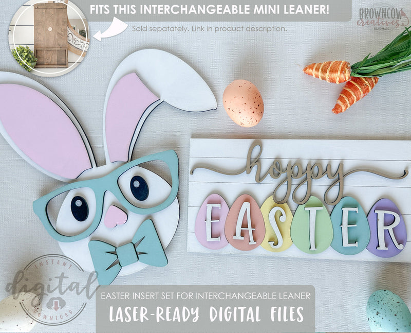 Easter Insert Set Laser Files for Interchangeable Mini Leaner, Easter Laser Cut Files, Easter Laser SVG, Easter Bunny Laser Cut Files