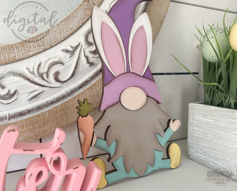 Easter Bunny Standing Gnome Laser Cut File, Laser-Ready Easter Gnome, Standing Gnome Cut File, Standing Easter Bunny Gnome Cut File