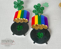 St. Patrick's Day Earring Laser Cut File, Pot O' Gold Laser File, St Patrick's Day SVG, Pot O Gold SVG, St. Patricks Day Earring Laser Files