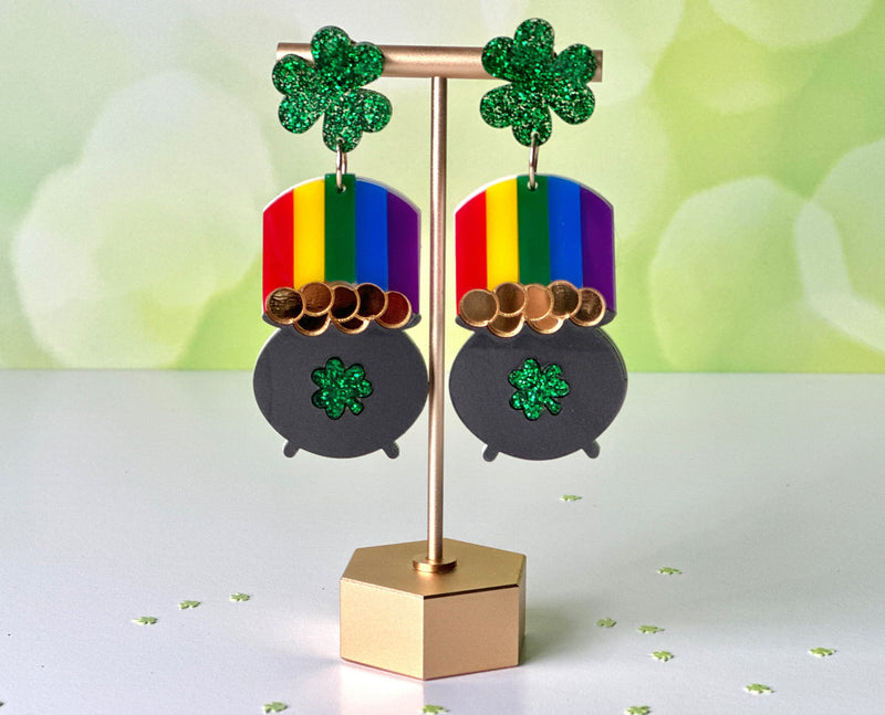 St. Patrick's Day Earring Laser Cut File, Pot O' Gold Laser File, St Patrick's Day SVG, Pot O Gold SVG, St. Patricks Day Earring Laser Files