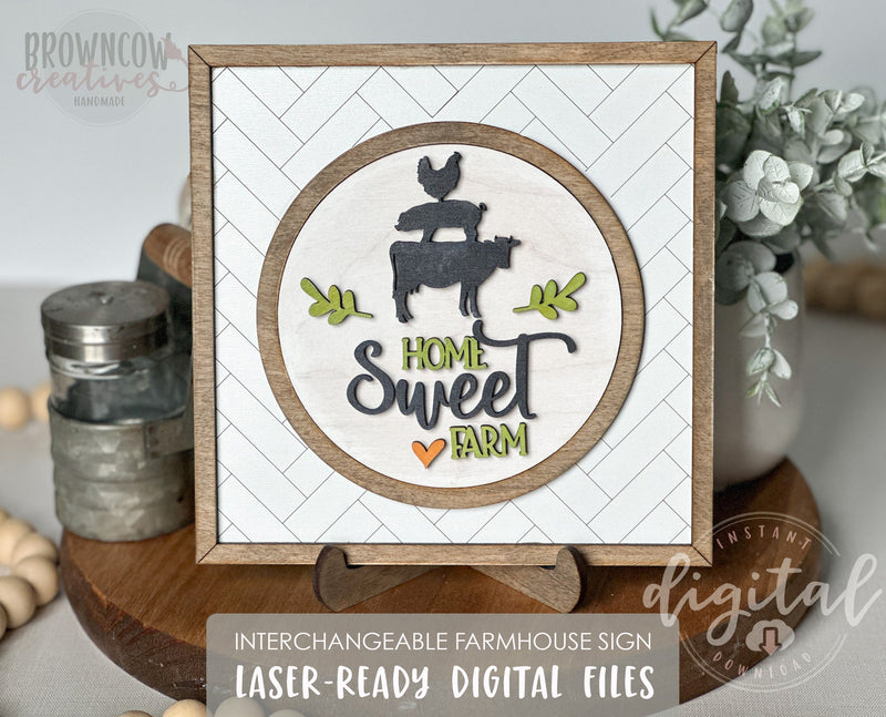 Interchangeable Farmhouse Sign Laser Files, Tabletop Sign Base Laser Files, Home Decor Laser File, Interchangeable Sign SVG, DIY Laser Files