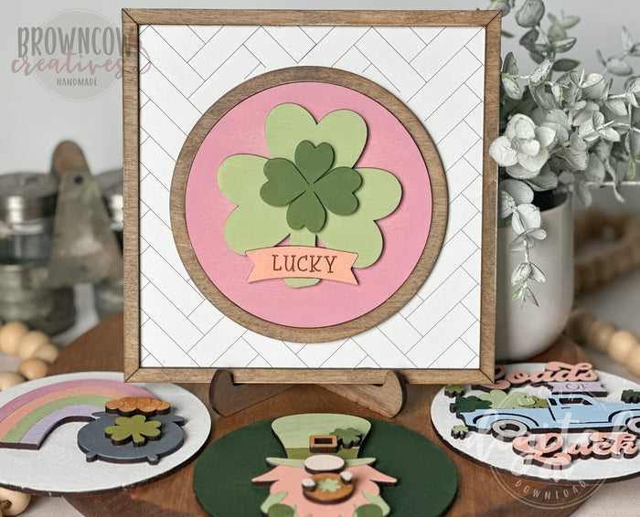 St. Patrick's Day Round Mini Sign Insert Laser Files, St. Patrick's Day DIY Paint Kit Laser Files, Interchangeable Sign Insert Cut Files