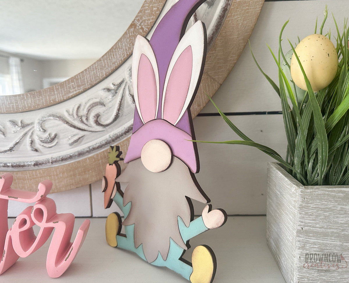 Easter Bunny Standing Gnome Laser Cut File, Laser-Ready Easter Gnome, Standing Gnome Cut File, Standing Easter Bunny Gnome Cut File