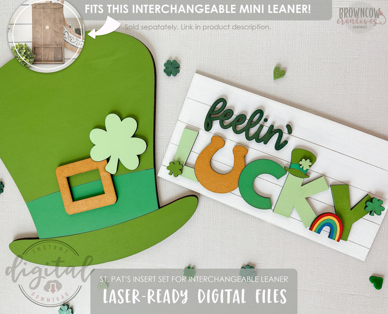 St. Patrick's Day Insert for Interchangeable Mini Leaner, St. Patrick's Day Laser Cut Files, St. Patrick's Day Home Decor Laser Files