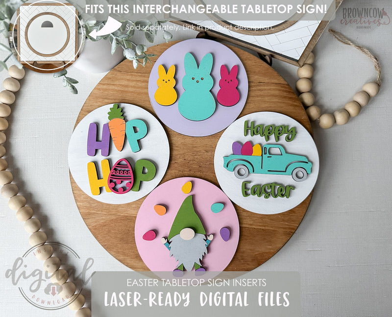 Easter Round Mini Sign Insert Laser Files, Easter DIY Paint Kit Laser Files, Interchangeable Sign Insert Cut Files, Easter Craft Laser File