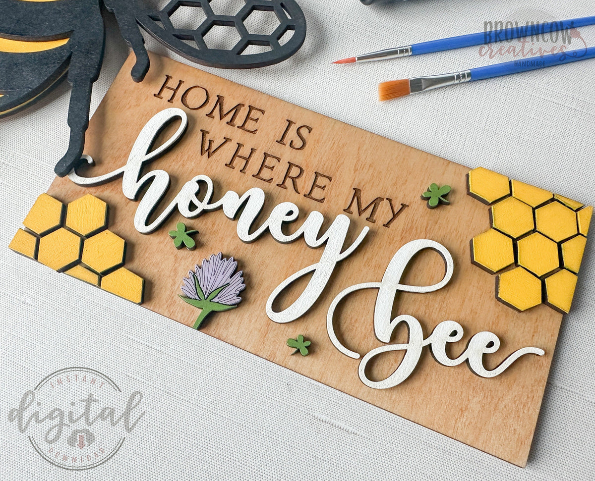 Honey Bee Spring Insert for Interchangeable Mini Leaner, Honey Bee Spring Laser Cut Files, Spring Honey Bee Files for Crafters