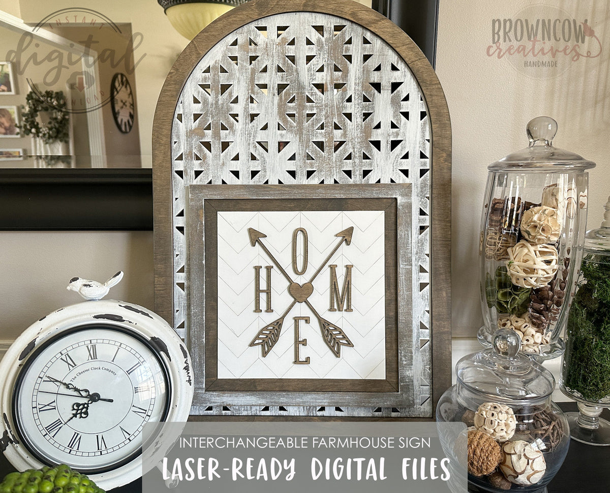 Interchangeable Lattice Leaner Laser Files, Interchangeable Base Laser Files, Farmhouse Distressed Home Decor Laser File, Laser SVG Files