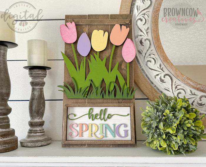 Spring Tulips Insert Set Laser Files for Interchangeable Mini Leaner, Spring Laser Cut Files, Tulip Laser SVG, Spring Flower Laser Cut Files