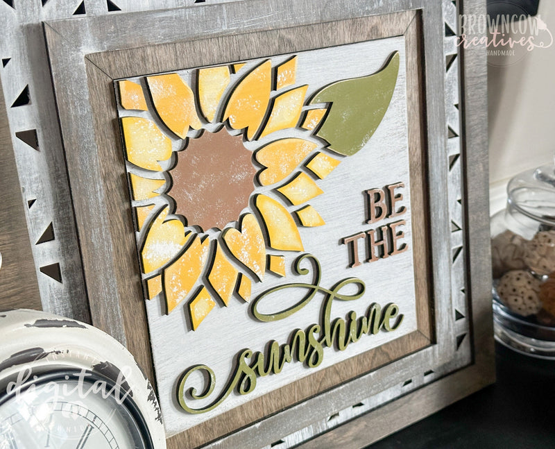 Summer Sunflower Farmhouse Interchangeable Insert Laser File, Sunflower Laser Files, Summer Laser Files, Sunflower DIY Sign Laser Cut Files