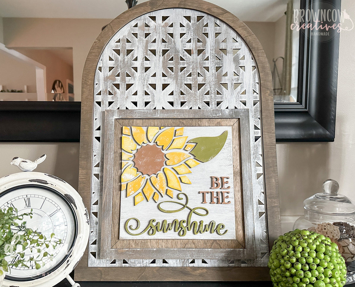 Summer Sunflower Farmhouse Interchangeable Insert Laser File, Sunflower Laser Files, Summer Laser Files, Sunflower DIY Sign Laser Cut Files