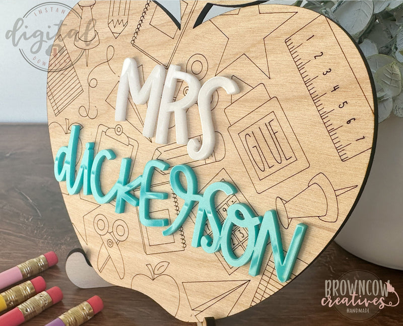 Teacher Nameplate Laser Cut File, Teacher Appreciation Gift Laser Files, Teacher SVG