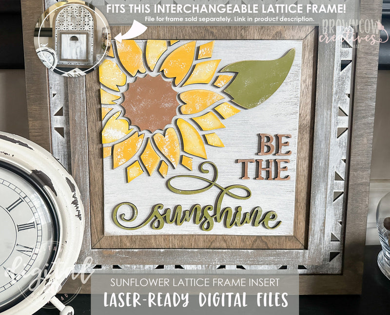 Summer Sunflower Farmhouse Interchangeable Insert Laser File, Sunflower Laser Files, Summer Laser Files, Sunflower DIY Sign Laser Cut Files