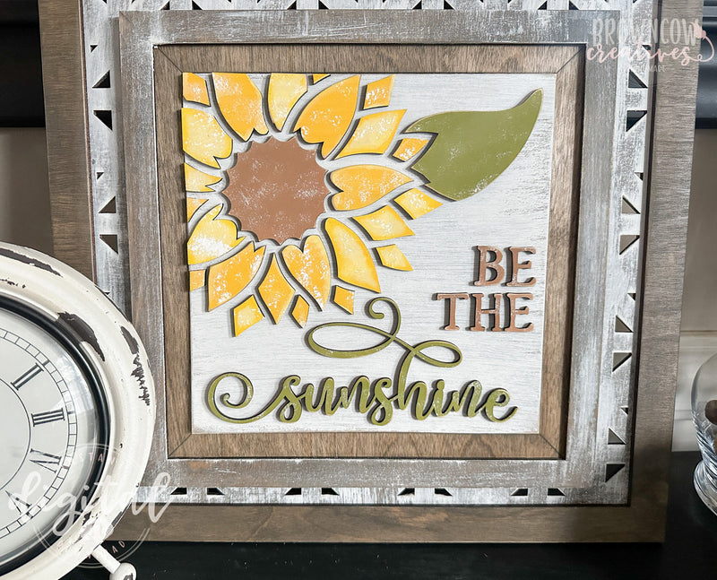 Summer Sunflower Farmhouse Interchangeable Insert Laser File, Sunflower Laser Files, Summer Laser Files, Sunflower DIY Sign Laser Cut Files