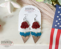 Patriotic Earring Laser Cut File, July 4th Drop Earring Laser File, Ice Cream Cone Earrings Cut Files, Ice Cream Earrings