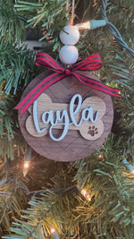 Custom Wood Chevron Pet Christmas Ornament