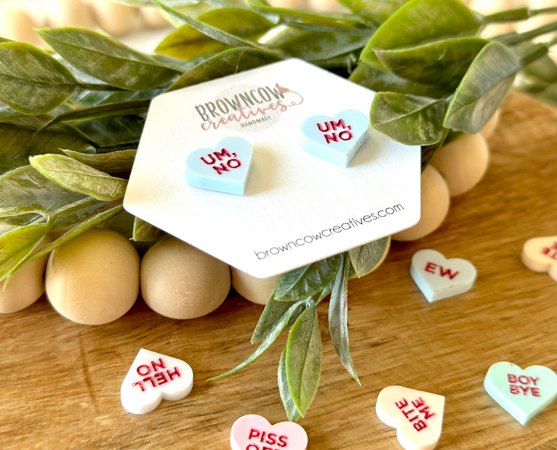 Anti-Valentine's Day Conversation Heart Stud Earrings, CUSTOMIZATION AVAILABLE!