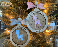 Baby Christmas Ornament, Baby Deer Christmas Ornament, Boy or Girl, Personalized