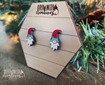 Christmas Gnome Wood Stud Earrings