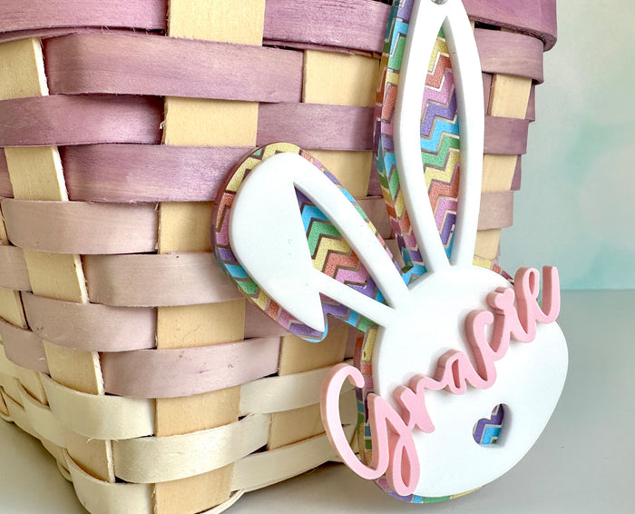 Easter Basket Bunny Name Tag, Easter Basket Tag, Customized Easter Basket Bunny, Easter Gift Idea