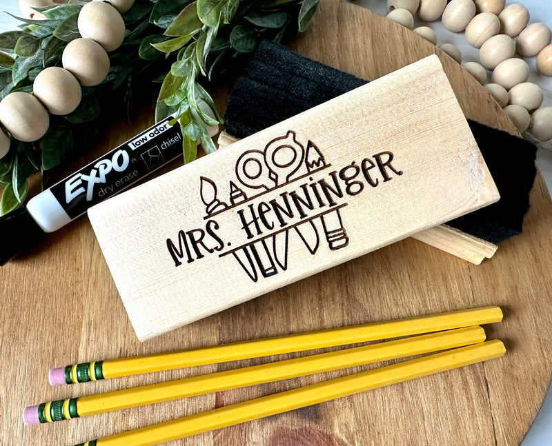 Teacher Appreciation Gift, Custom Teacher Gift, Custom Engraved Eraser, Gifts for Teachers, Engraved Wood Eraser, Custom Chalkboard Eraser