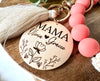 Floral Mama Wristlet Keychain, Floral Wristlet, Mom Wristlet Keychain, Custom Wristlet, Engraved Wooden Wristlet, Mother's Day Gift