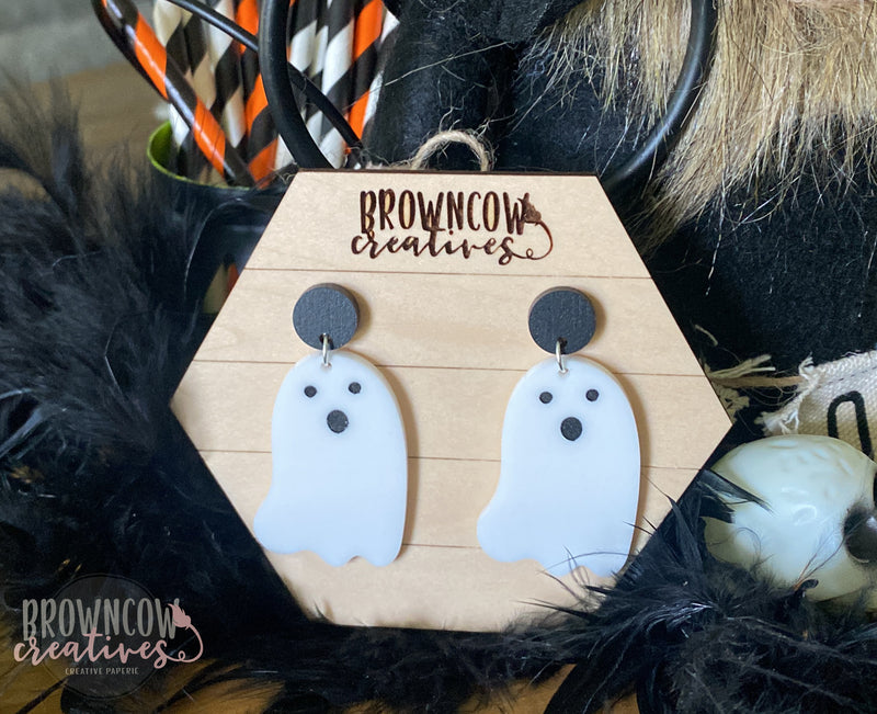 Ghost Drop Earrings, Halloween Ghost Earrings, Two Color Choices!