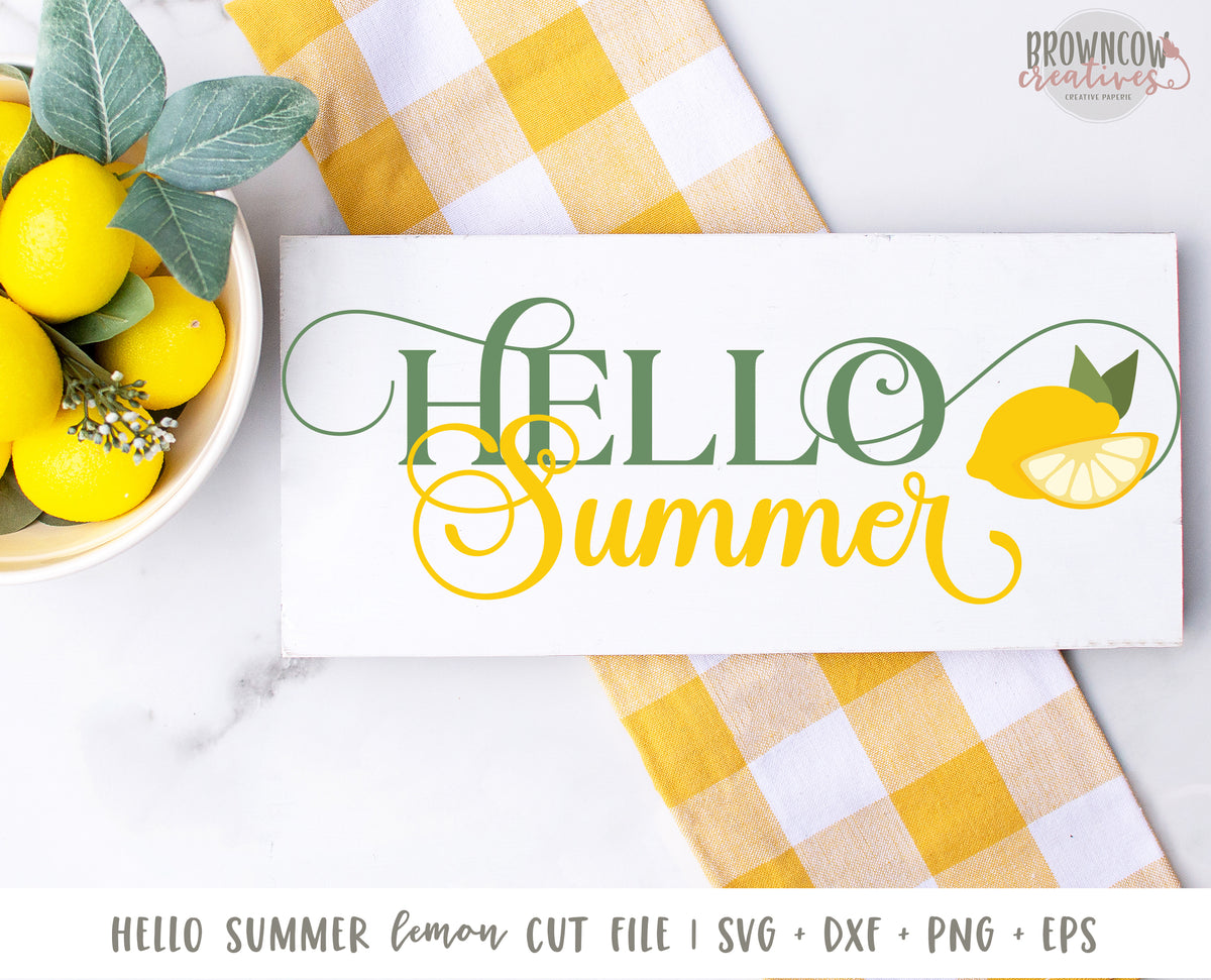 Hello Summer Lemon Farmhouse Sign SVG