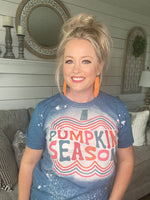 Pumpkin Season Teal Bleached T-Shirt