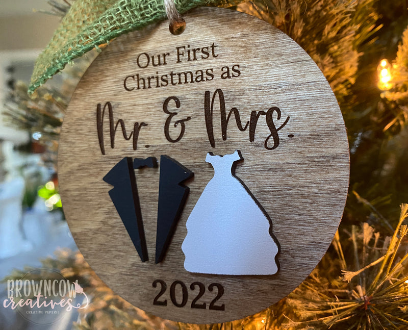 First Christmas as Mr. and Mrs. Christmas Ornament, Wedding Gift, Wedding Ornament